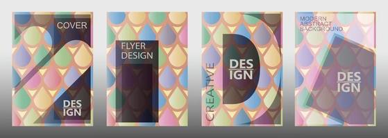 Holographic background with colorful gradient circles. A set of modern abstract covers. vector