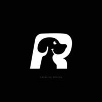 Dog sing in letter R brand icon design vector