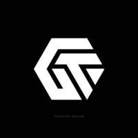 GT hexagon brand logo design vector