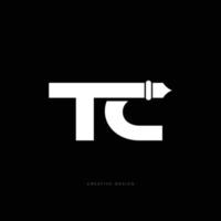 TC letter branding pen sing creative logo vector