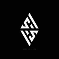 Letter branding concept SH - HS triangle negative space logo vector