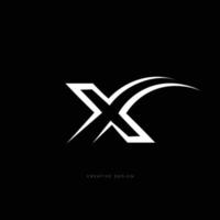 x logotipo elegante de estilo de arte de línea creativa vector