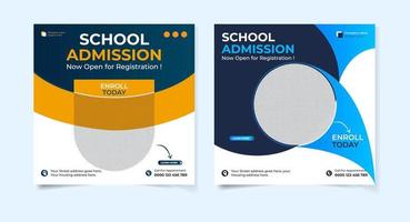 New school Admission social media post template bundle vector