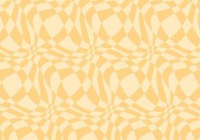 Retro checkered vector background. 1970 vibe wallpaper for your graphic design. Psychedelic hippie art in pastel yelllow colour.