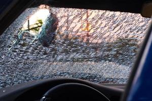 Car windshield cracks.