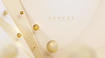 Luxury background with golden line element with ball decoration and blur effect and glitter light. vector