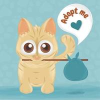 lindo gatito triste gato dibujos animados mascota adopción vector
