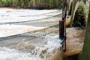 Trampas para peces de malla de flujo de agua. foto