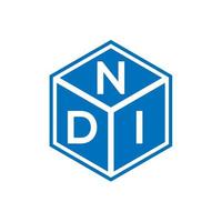 diseño de logotipo de letra ndi sobre fondo negro. concepto de logotipo de letra de iniciales creativas de ndi. diseño de letras ndi. vector