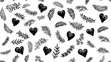Branches and heart collection hand drawn, vector. vector