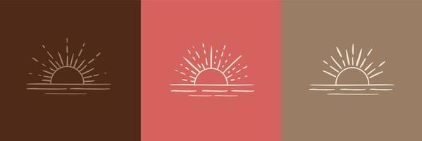 Sun rays images. Hand drawn style. Vector illustration.
