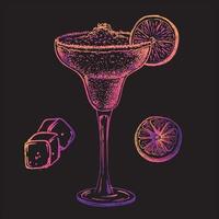 Alcoholic cocktail, hand drawn illustration vector