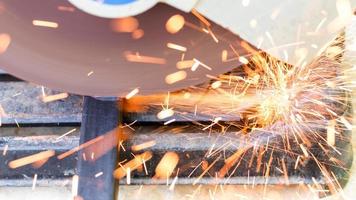 Close up sparks from the steel fiber. photo