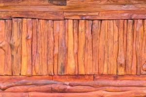 Old brown wooden wall is not equal. photo