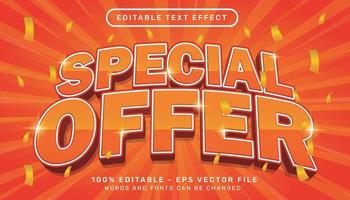 oferta especial efecto de texto 3d y efecto de texto editable vector
