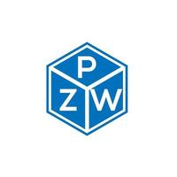 diseño de logotipo de letra pzw sobre fondo negro. concepto de logotipo de letra de iniciales creativas pzw. diseño de letras pzw. vector