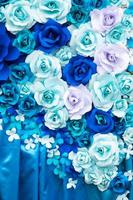 Blue and white roses background paper. photo