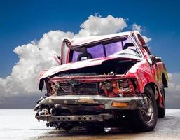 Old red cars demolished. photo