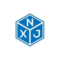 diseño del logotipo de la letra nxj sobre fondo negro. concepto de logotipo de letra de iniciales creativas nxj. diseño de letras nxj. vector