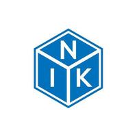 diseño del logotipo de la letra nik sobre fondo negro. concepto creativo del logotipo de la letra de las iniciales de nik. diseño de letras nik. vector