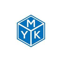 diseño del logotipo de la letra myk sobre fondo negro. concepto de logotipo de letra de iniciales creativas myk. diseño de letras myk. vector