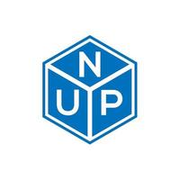 diseño de logotipo de letra nup sobre fondo negro. concepto de logotipo de letra de iniciales creativas nup. diseño de carta nup. vector