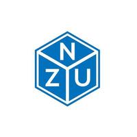 concepto de logotipo de letra de iniciales creativas nzu. nzu letter design.nzu letter logo design sobre fondo negro. concepto de logotipo de letra de iniciales creativas nzu. diseño de letras nzu. vector