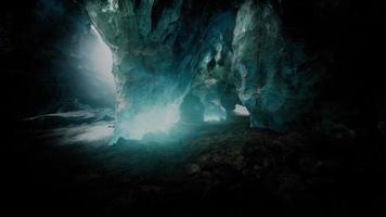 Entrance of an ice cave inside glacier in southern Iceland video