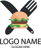 comer hamburguesas vector logo, comida rápida, ilustración vectorial para logo