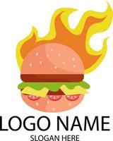 logotipo vectorial de hamburguesas calientes, comida rápida, ilustración vectorial para el logotipo vector