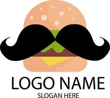 Mustache burger vector logo, fast food, vector illustration for logo