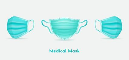 Collection of medical mask vector illustration isolated on white background. Realistic medical mask vector