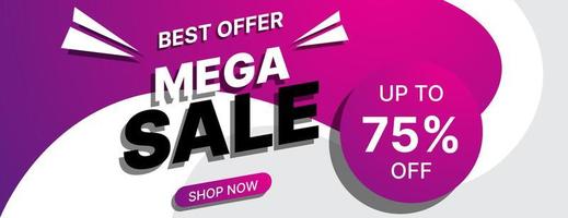 mega sale banner design template in purple and white color. business vector illustration