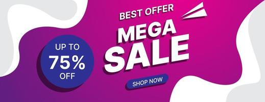mega sale banner design template in purple and white color. business vector illustration