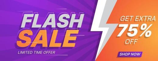 banner de venta flash en color naranja y morado. ilustración vectorial de negocios vector