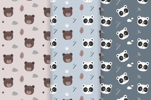 patrón de panda y patrón de oso vector