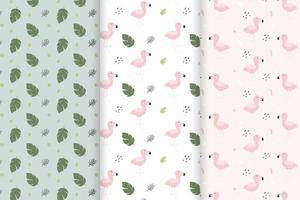 summer pattern and flamingo pattern vectors