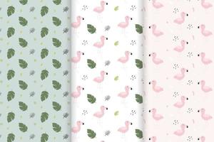 summer pattern and flamingo pattern vectors