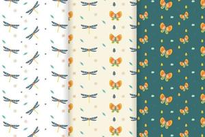 dragonfly and butterfly pattern vector