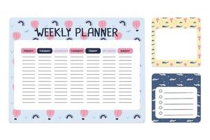 cute planner memo and note collection vector