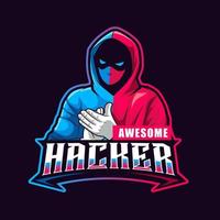 ilustración de mascota hacker para el logotipo de deportes y esports vector