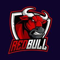 mascota roja de red bull esport para deportes y logotipo de esports vector