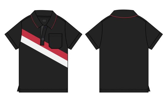 Short sleeve raglan polo Shirt Technical Fashion flat sketch Vector  illustration template front and back views. 7558017 Vector Art at Vecteezy