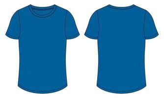 camiseta de manga corta moda técnica boceto plano ilustración vectorial plantilla de color azul para damas. vector