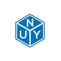 diseño de logotipo de letra nuy sobre fondo negro. concepto creativo del logotipo de la letra de las iniciales nuy. diseño de letra nuy. vector