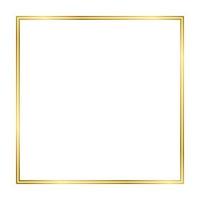 Gold shiny glowing vintage square frame with shadows isolated on white background. Gold realistic square border. Vector illustration