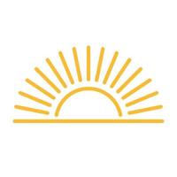 un medio sol está poniendo el concepto de puesta de sol de vector de icono hacia abajo para diseño gráfico, logotipo, sitio web, medios sociales, aplicación móvil, ilustración de interfaz de usuario