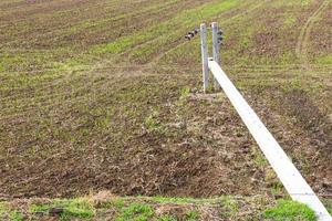 Concrete utility poles toppled. photo