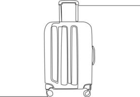 Continuous one line a suitcase for holiday. Happy travelling. Single line draw design vector graphic illustration.