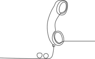 Single continuous line drawing The handset from a classic rotary dial phone. One line draw graphic design vector illustration.